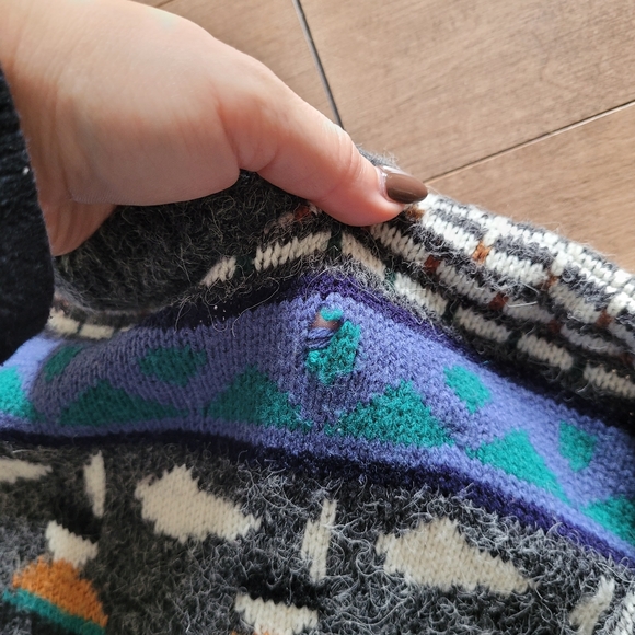 Vintage 80s | super cute unisex novelty print knit grandpa sweater - Picture 3 of 5